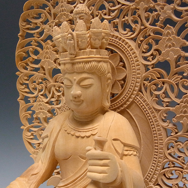 仏像 販売 龍祥-Ryusho- | 仏像や木彫り・縁起物などの販売・通販 / 柘植 十一面観音菩薩坐像 30cm