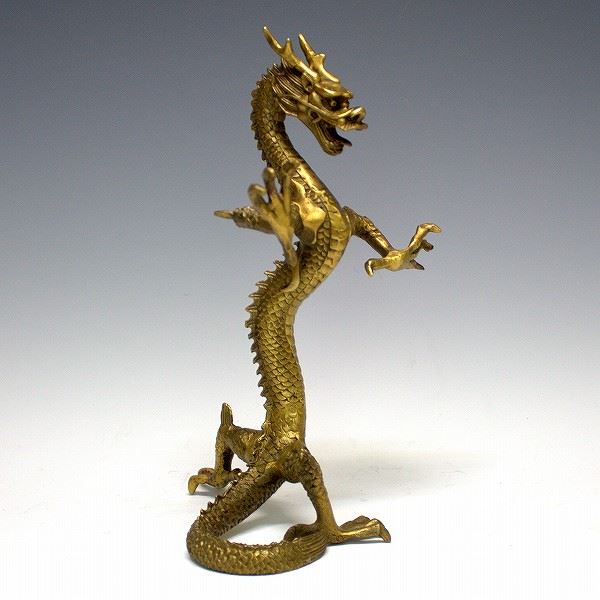 仏像 販売 龍祥-Ryusho- | 仏像や木彫り・縁起物などの販売・通販 / 銅器 立龍(龍の置物) 金色