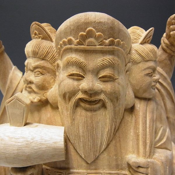 仏像 販売 龍祥-Ryusho- | 仏像や木彫り・縁起物などの販売・通販 / 楠 三面大黒天 40cm