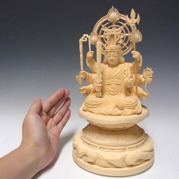 仏像 販売 龍祥-Ryusho- | 仏像や木彫り・縁起物などの販売・通販 / 桧 八臂弁財天 坐像 27cm 木彫り 仏像