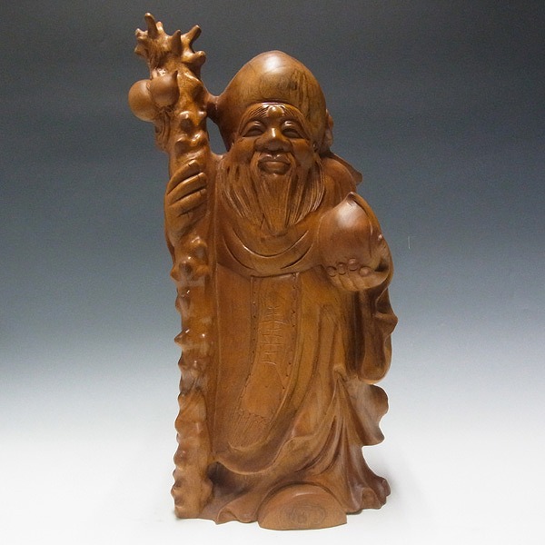 木彫り 仏像 福神大黒天立像 財神 彩繪 本金 切金 財前彫刻 柘植材 彫刻/オブジェクト 出産祝い