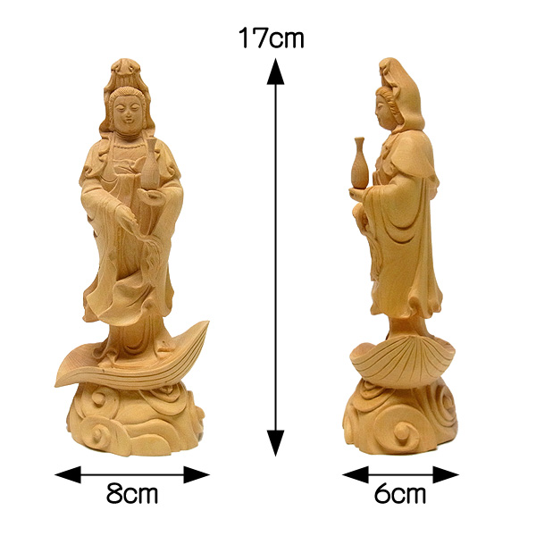 仏像 販売 龍祥-Ryusho- | 仏像や木彫り・縁起物などの販売・通販 / 柘植 観音菩薩 立像 17cm 木彫り 仏像