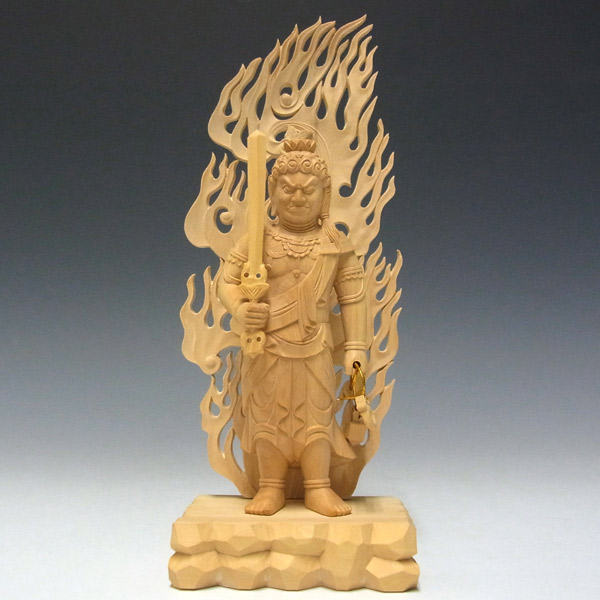 仏像 販売 龍祥-Ryusho- | 仏像や木彫り・縁起物などの販売・通販 / 柘植 不動明王 立像 22cm 木彫り 仏像