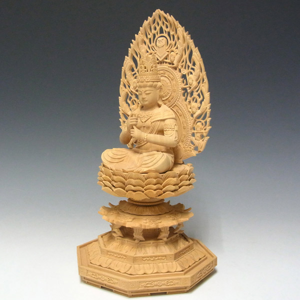 仏像 販売 龍祥-Ryusho- | 仏像や木彫り・縁起物などの販売・通販 / 柘植 大日如来 飛天光背 31cm 木彫り 仏像