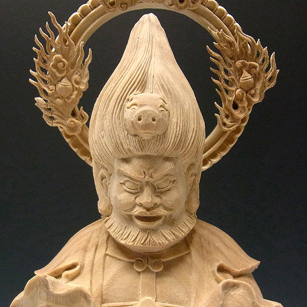 井波彫刻 総檜材 木彫仏像 仏師手仕上げ品 金毘羅権現 金毘羅