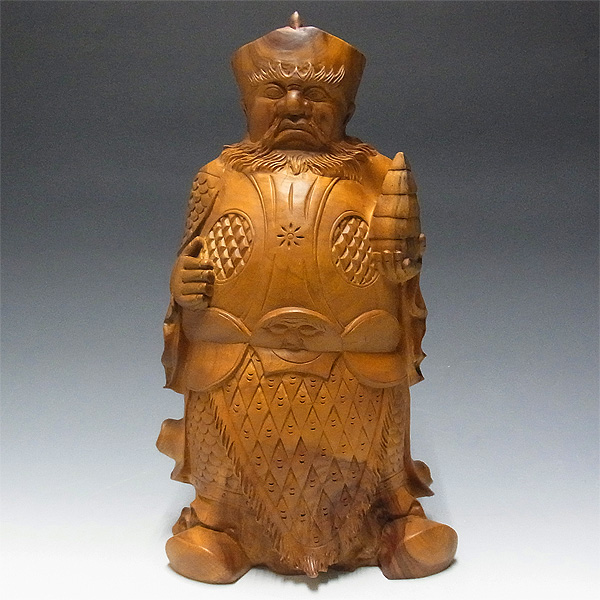 木彫り 仏像 福神大黒天立像 財神 彩繪 本金 切金 財前彫刻 柘植材 彫刻/オブジェクト 出産祝い