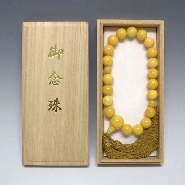 片手数珠(念珠) 【最高級】琥珀蜜蝋 15mm/20珠