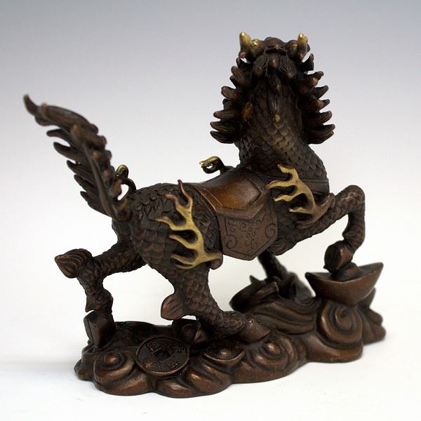 仏像 販売 龍祥-Ryusho- | 仏像や木彫り・縁起物などの販売・通販 / 銅器 麒麟 雌雄セット 13cm