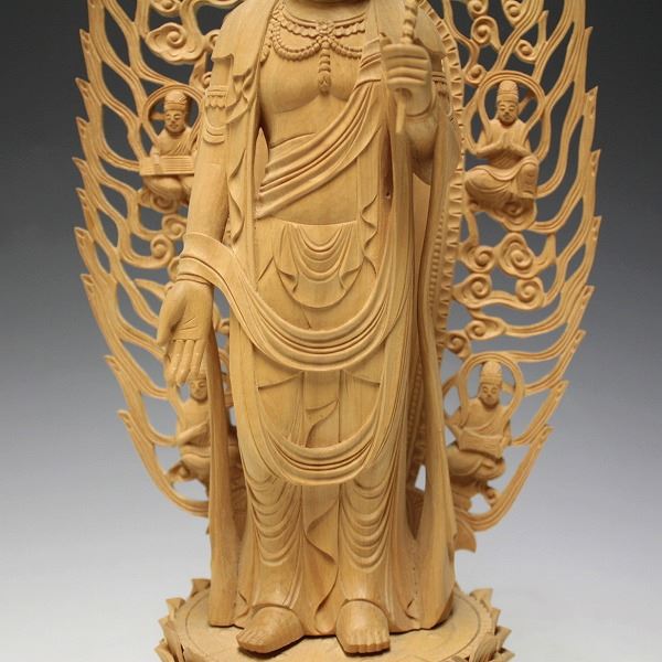 仏像 販売 龍祥-Ryusho- | 仏像や木彫り・縁起物などの販売・通販 / 柘植 聖観音菩薩 45cm 木彫り 仏像